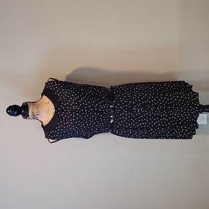 Elle Sleeveless Black and White Polka Dot Dress XL